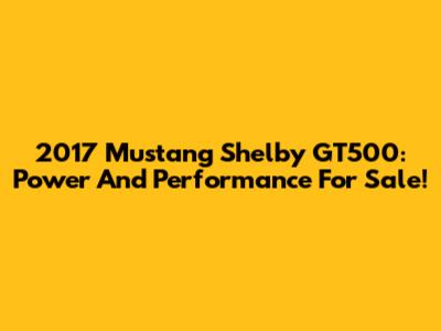 2017 Mustang Shelby GT500: Power And Performance For Sale!