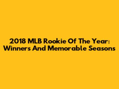 2018 MLB Rookie Of The Year: Winners And Memorable Seasons