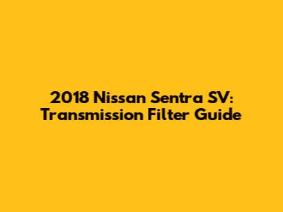 2018 Nissan Sentra SV: Transmission Filter Guide