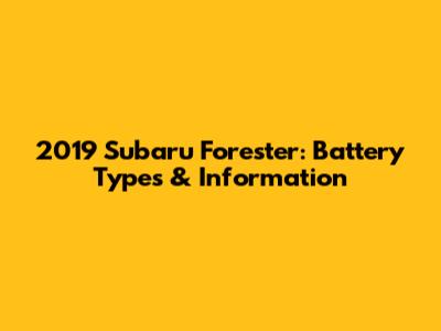 2019 Subaru Forester: Battery Types & Information