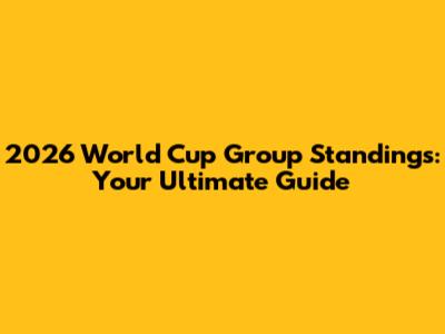 2026 World Cup Group Standings: Your Ultimate Guide