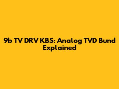 9b TV DRV KBS: Analog TVD Bund Explained