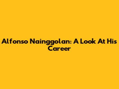 Alfonso Nainggolan: A Look At His Career