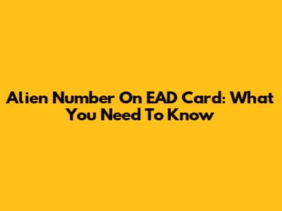 Alien Number On EAD Card: What You Need To Know
