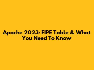 Apache 2023: FIPE Table & What You Need To Know