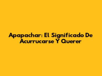 Apapachar: El Significado De Acurrucarse Y Querer