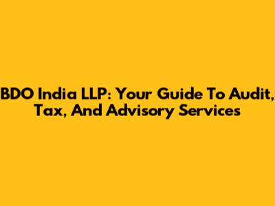 BDO India LLP: Your Guide To Audit, Tax, And Advisory Services