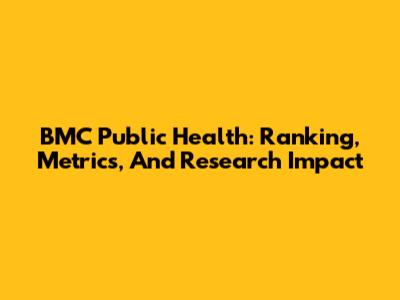 BMC Public Health: Ranking, Metrics, And Research Impact