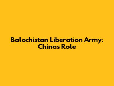Balochistan Liberation Army: China's Role