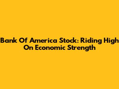 Bank Of America Stock: Riding High On Economic Strength