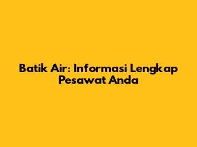 Batik Air: Informasi Lengkap Pesawat Anda
