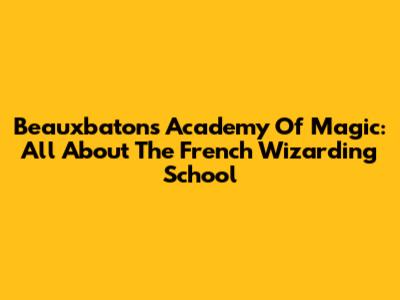 Beauxbatons Academy Of Magic: All About The French Wizarding School