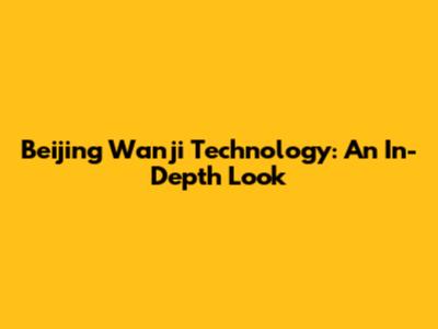Beijing Wanji Technology: An In-Depth Look