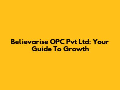 Believarise OPC Pvt Ltd: Your Guide To Growth