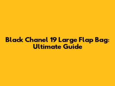 Black Chanel 19 Large Flap Bag: Ultimate Guide