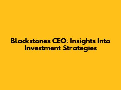 Blackstone's CEO: Insights Into Investment Strategies