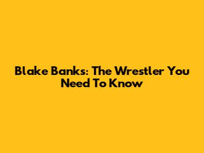 Blake Banks: The Wrestler You Need To Know