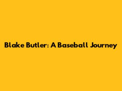 Blake Butler: A Baseball Journey