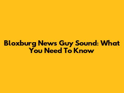 Bloxburg News Guy Sound: What You Need To Know