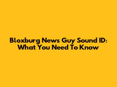 Bloxburg News Guy Sound ID: What You Need To Know