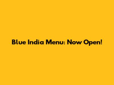 Blue India Menu: Now Open!