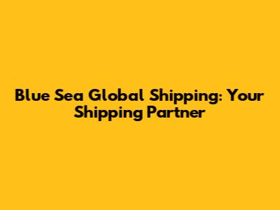 Blue Sea Global Shipping: Your Shipping Partner