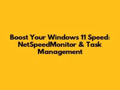 Boost Your Windows 11 Speed: NetSpeedMonitor & Task Management