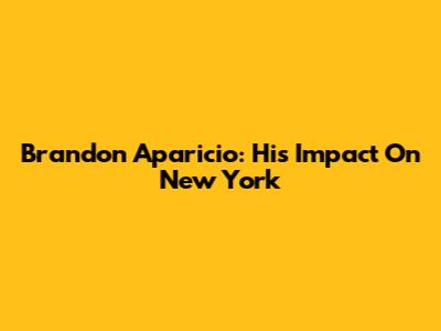 Brandon Aparicio: His Impact On New York