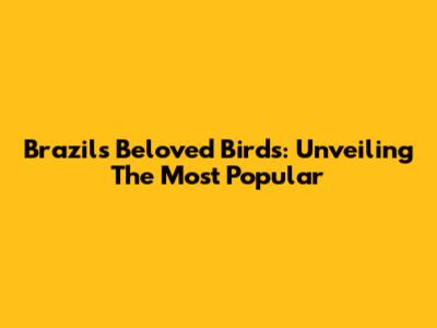 Brazil's Beloved Birds: Unveiling The Most Popular