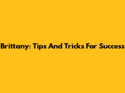 Brittany: Tips And Tricks For Success