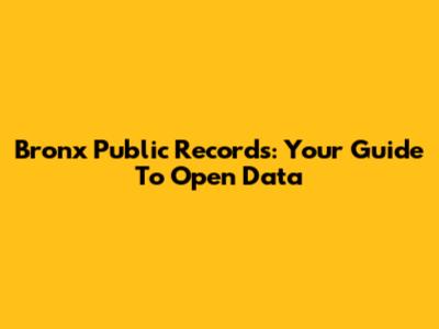 Bronx Public Records: Your Guide To Open Data