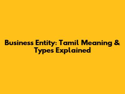 Business Entity: Tamil Meaning & Types Explained