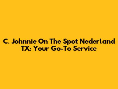 C. Johnnie On The Spot Nederland TX: Your Go-To Service