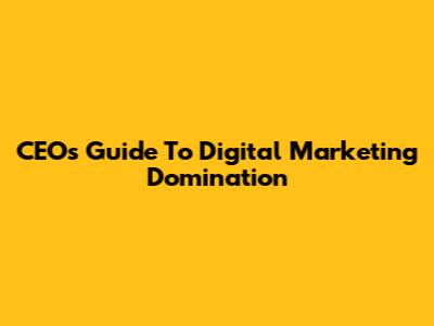 CEO's Guide To Digital Marketing Domination