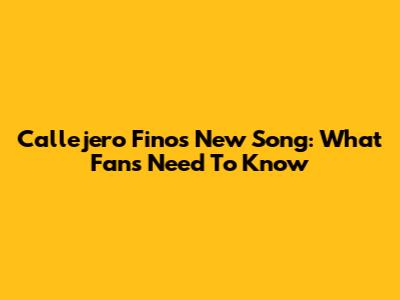 Callejero Fino's New Song: What Fans Need To Know
