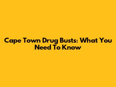 Cape Town Drug Busts: What You Need To Know