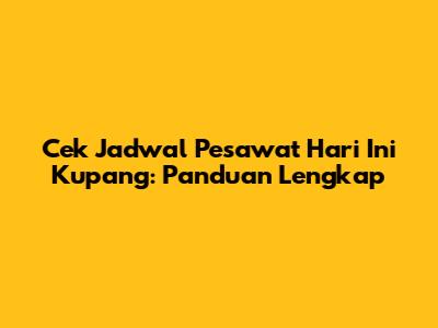 Cek Jadwal Pesawat Hari Ini Kupang: Panduan Lengkap