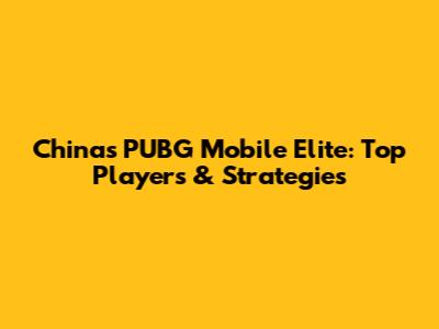 China's PUBG Mobile Elite: Top Players & Strategies