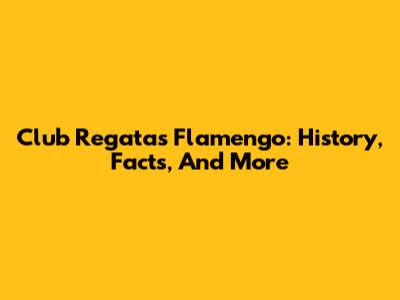 Club Regatas Flamengo: History, Facts, And More