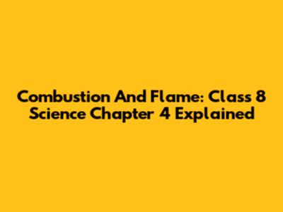 Combustion And Flame: Class 8 Science Chapter 4 Explained