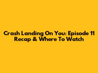 Crash Landing On You: Episode 11 Recap & Where To Watch