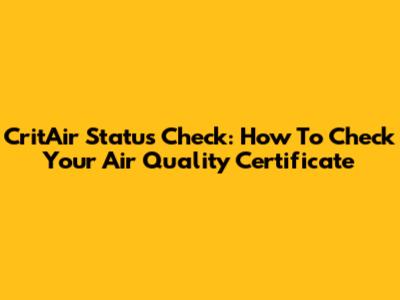 Crit'Air Status Check: How To Check Your Air Quality Certificate