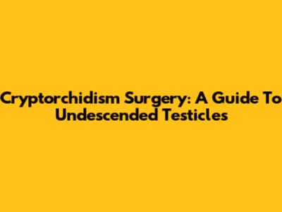 Cryptorchidism Surgery: A Guide To Undescended Testicles