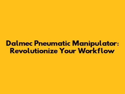 Dalmec Pneumatic Manipulator: Revolutionize Your Workflow