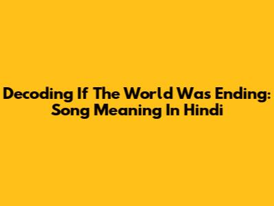 Decoding 'If The World Was Ending': Song Meaning In Hindi