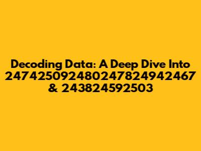 Decoding Data: A Deep Dive Into 247425092480247824942467 & 243824592503