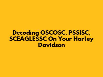 Decoding OSCOSC, PSSISC, SCEAGLESSC On Your Harley Davidson