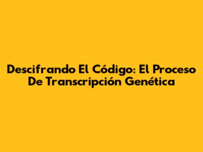Descifrando El Código: El Proceso De Transcripción Genética