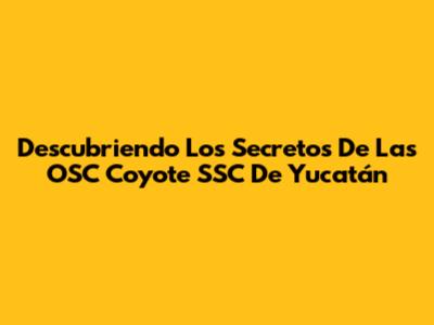 Descubriendo Los Secretos De Las OSC Coyote SSC De Yucatán