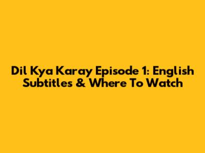 Dil Kya Karay Episode 1: English Subtitles & Where To Watch